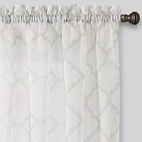 Regal Home Fret Printed Voile Rod Pocket Sheer Single Curtain Panel