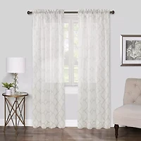 Regal Home Fret Printed Voile Rod Pocket Sheer Single Curtain Panel
