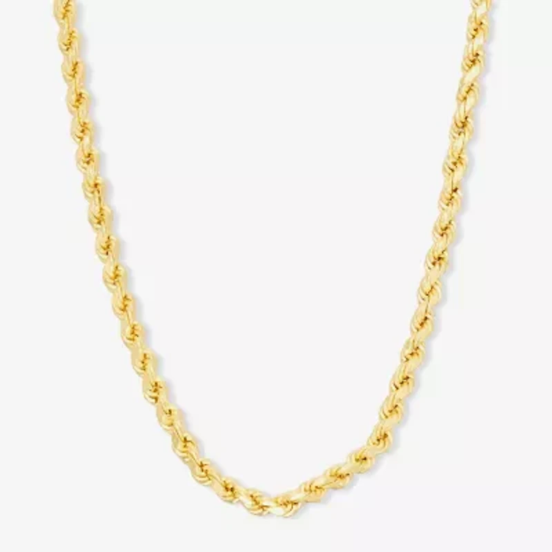 14K Gold Over Silver Solid Rope Chain Necklace