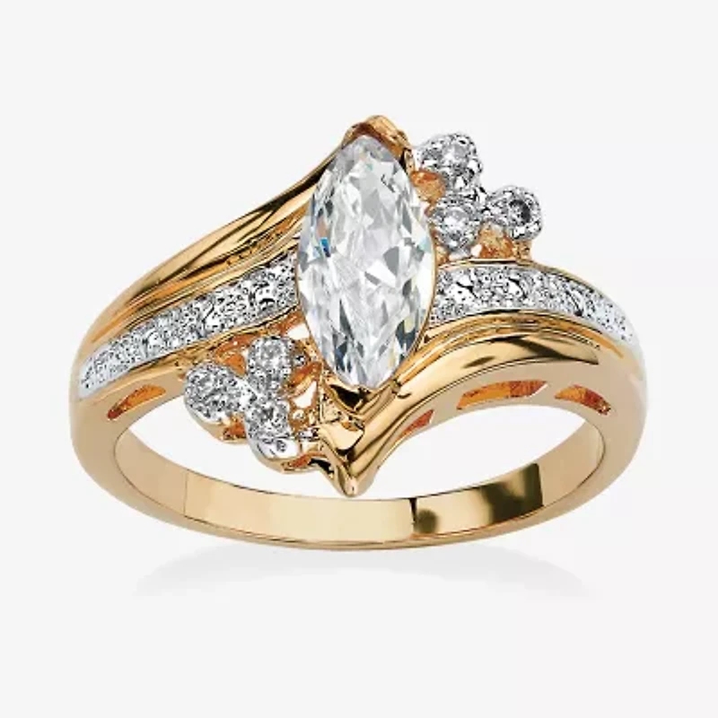 Womens 1 1/10 CT. T.W. Cubic Zirconia 14K Gold Over Brass Engagement Ring