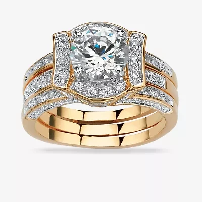 Womens 2 1/3 CT. T.W. Cubic Zirconia 18K Gold Over Brass Bridal Set