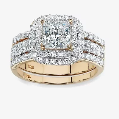 DiamonArt® Womens 2 1/3 CT. T.W. White Cubic Zirconia 14K Gold Over Silver Square Bridal Set