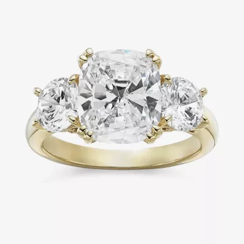 DiamonArt® Womens 5 3/4 CT. T.W. White Cubic Zirconia 14K Gold Over Silver 3-Stone Engagement Ring