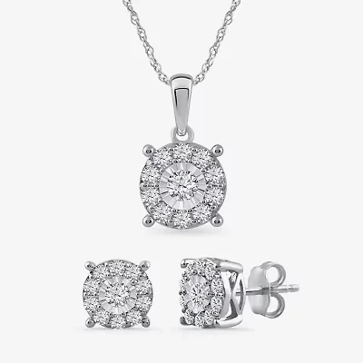 Womens 1 CT. T.W. Natural White Diamond Sterling Silver 2-pc. Jewelry Set