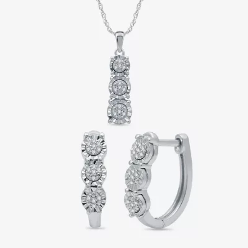 Womens 1/ CT. T.W. Natural White Diamond Sterling Silver 2-pc. Jewelry Set
