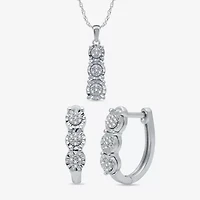 Womens 1/ CT. T.W. Natural White Diamond Sterling Silver 2-pc. Jewelry Set