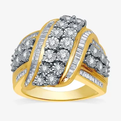 Womens 1 CT. T.W. Natural White Diamond  Cocktail Ring Sterling Silver or 14K Gold Over