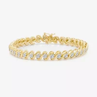 Womens 1/2 CT.T.W. Natural Diamond 14k Gold Over SIlver Tennis Bracelet