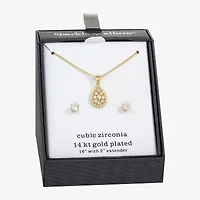 Sparkle Allure Womens Cubic Zirconia 14K Gold Over Brass Pear 2-pc. Jewelry Set