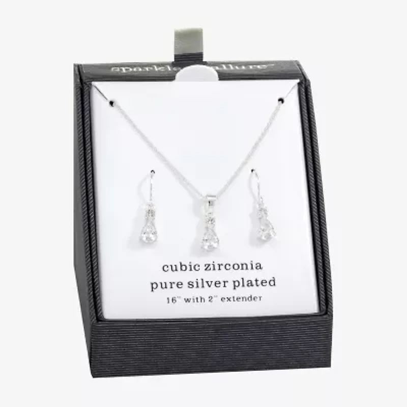 Sparkle Allure Womens Cubic Zirconia Pure Silver Over Brass 2-pc. Jewelry Set