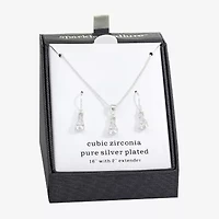 Sparkle Allure Womens Cubic Zirconia Pure Silver Over Brass 2-pc. Jewelry Set