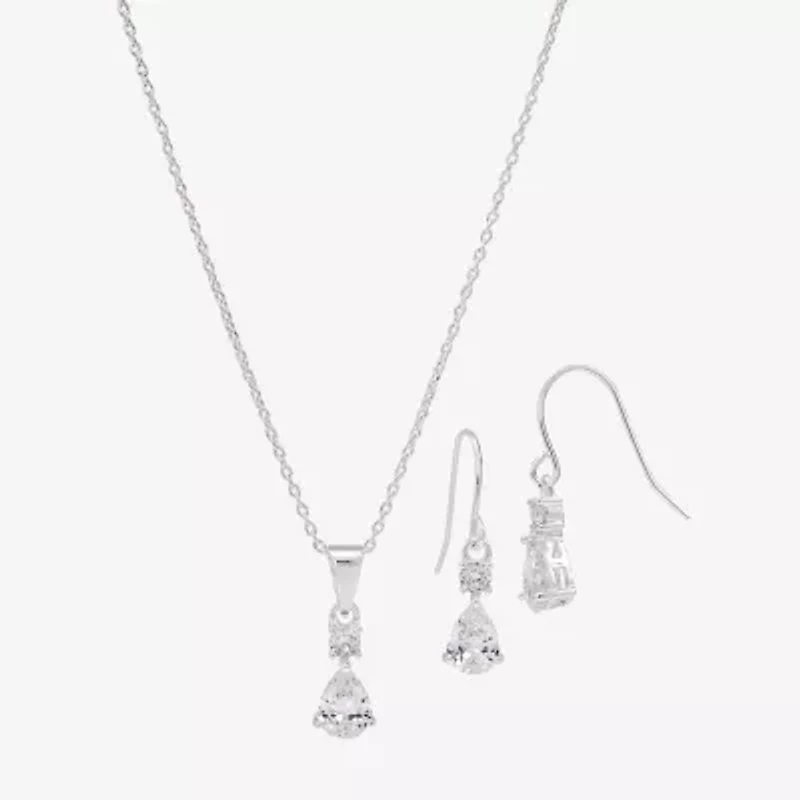 Sparkle Allure Womens Cubic Zirconia Pure Silver Over Brass 2-pc. Jewelry Set