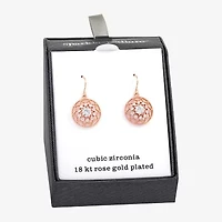 Sparkle Allure Womens Cubic Zirconia 18K Rose Gold Over Brass Round Drop Earrings