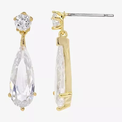 Sparkle Allure Womens Cubic Zirconia 14K Gold Over Brass Oblong Drop Earrings