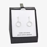 Sparkle Allure Womens Cubic Zirconia Pure Silver Over Brass Round Drop Earrings