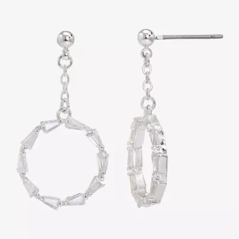 Sparkle Allure Womens Cubic Zirconia Pure Silver Over Brass Round Drop Earrings