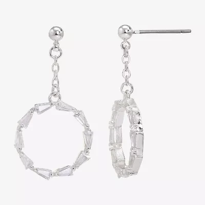 Sparkle Allure Womens Cubic Zirconia Pure Silver Over Brass Round Drop Earrings