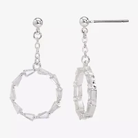 Sparkle Allure Womens Cubic Zirconia Pure Silver Over Brass Round Drop Earrings