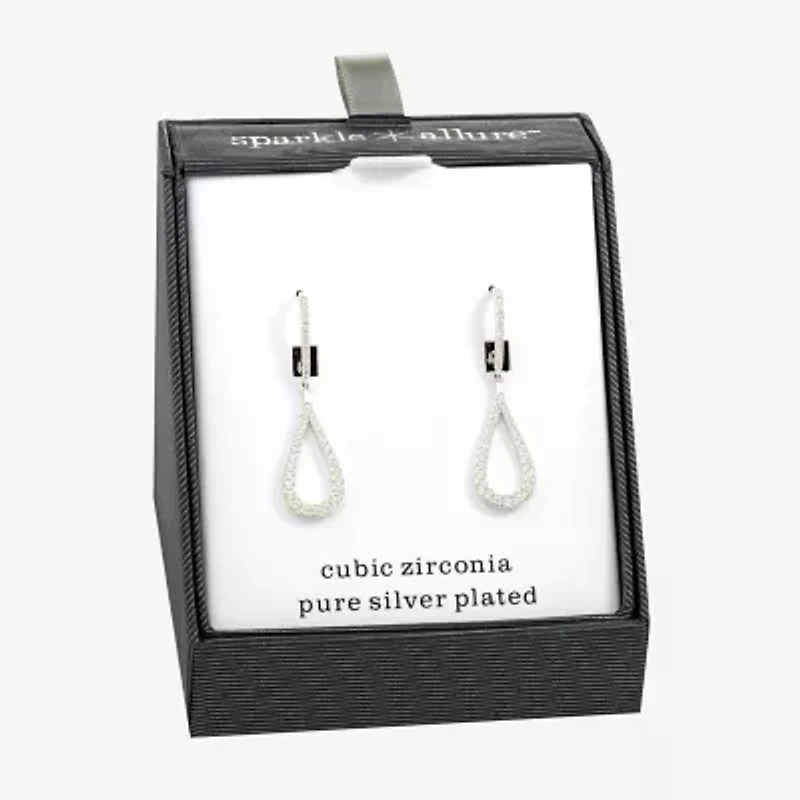 Sparkle Allure Womens Cubic Zirconia Pure Silver Over Brass Pear Drop Earrings