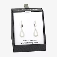 Sparkle Allure Womens Cubic Zirconia Pure Silver Over Brass Pear Drop Earrings