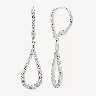 Sparkle Allure Womens Cubic Zirconia Pure Silver Over Brass Pear Drop Earrings