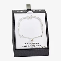 Sparkle Allure Womens Cubic Zirconia Pure Silver Over Brass Butterfly 6 3/4 Inch Tennis Bracelet