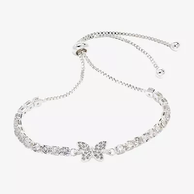 Sparkle Allure Womens Cubic Zirconia Pure Silver Over Brass Butterfly 6 3/4 Inch Tennis Bracelet
