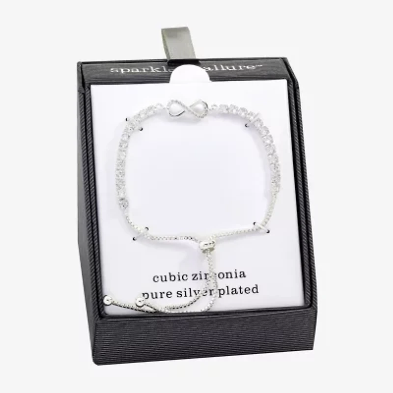 Sparkle Allure Womens Cubic Zirconia Pure Silver Over Brass Infinity 6 3/4 Inch Tennis Bracelet