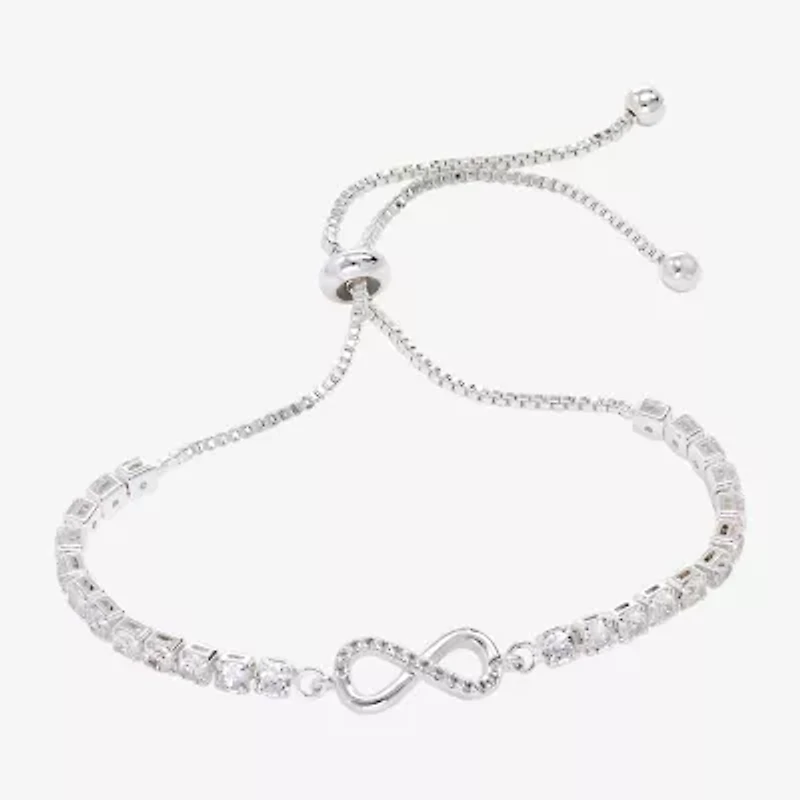 Sparkle Allure Womens Cubic Zirconia Pure Silver Over Brass Infinity 6 3/4 Inch Tennis Bracelet