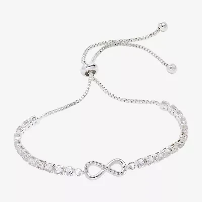 Sparkle Allure Womens Cubic Zirconia Pure Silver Over Brass Infinity 6 3/4 Inch Tennis Bracelet
