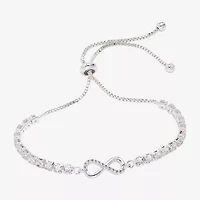 Sparkle Allure Womens Cubic Zirconia Pure Silver Over Brass Infinity 6 3/4 Inch Tennis Bracelet