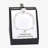 Sparkle Allure Womens Cubic Zirconia Heart Bolo Bracelet
