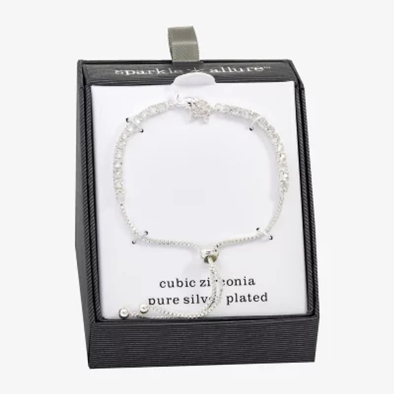 Sparkle Allure Elephant Womens Cubic Zirconia Bolo Bracelet