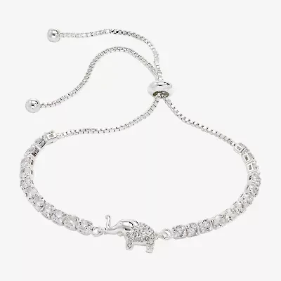 Sparkle Allure Elephant Womens Cubic Zirconia Bolo Bracelet