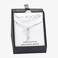 Sparkle Allure Womens Cubic Zirconia Pure Silver Over Brass Heart 6 3/4 Inch Tennis Bracelet