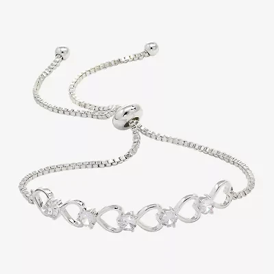 Sparkle Allure Womens Cubic Zirconia Pure Silver Over Brass Heart 6 3/4 Inch Tennis Bracelet