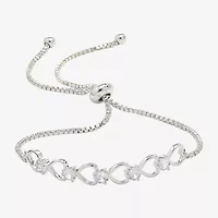 Sparkle Allure Womens Cubic Zirconia Pure Silver Over Brass Heart 6 3/4 Inch Tennis Bracelet