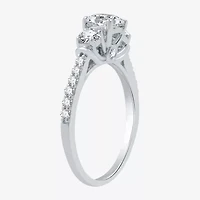 Signature By Modern Bride (H-I / I1) Womens 1 1/4 CT. T.W. Lab Grown White Diamond 10K Gold Round Side Stone 3-Stone Engagement Ring