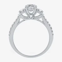 Signature By Modern Bride (H-I / I1) Womens 1 1/4 CT. T.W. Lab Grown White Diamond 10K Gold Round Side Stone 3-Stone Engagement Ring