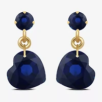 Gemstone 10K Gold Heart Drop Earrings