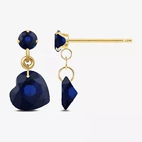 Gemstone 10K Gold Heart Drop Earrings