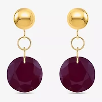 Gemstone 10K Gold Round Drop Earrings