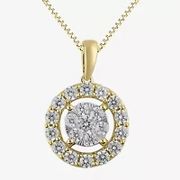 Womens 1 CT. T.W. Natural White Diamond 14K Two Tone Gold Round 18 Inch Pendant Necklace