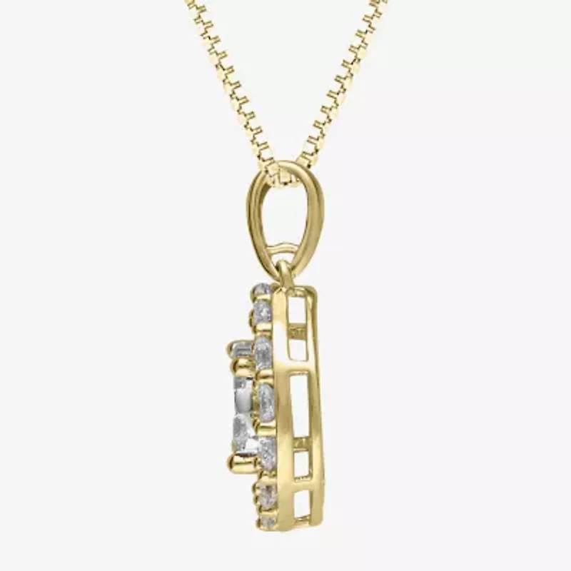 Womens 1 CT. T.W. Natural White Diamond 14K Two Tone Gold Round 18 Inch Pendant Necklace