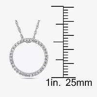 Womens 1/8 CT. T.W. Natural White Diamond 10K Gold Circle 17 Inch Pendant Necklace