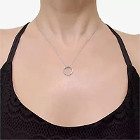 Womens 1/8 CT. T.W. Natural White Diamond 10K Gold Circle 17 Inch Pendant Necklace