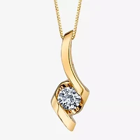 Sirena® 1/ CT. Natural Diamond Solitaire 14K Yellow Gold Ribbon Pendant Necklace