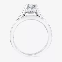 (F / VS2) Womens 1 1/2 CT. T.W. Lab Grown White Diamond 10K or 14K Gold Round Side Stone Bridal Set