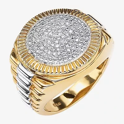 Mens 1/6 CT. T.W. Natural White Diamond 18K Gold Over Silver Fashion Ring