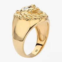Mens Diamond Accent Natural White 18K Gold Over Silver Fashion Ring